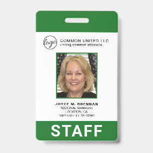 Custom Green Business Logo Employee Photo ID Badge