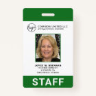 Custom Green Business Logo Employee Photo ID