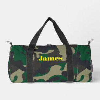 Custom Green Camouflage Sports Fitness & Workout  Duffle Bag