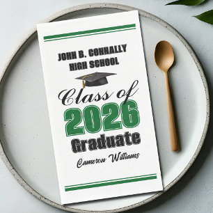 Custom Green Class of 2026 Graduation Party Napkin