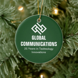 Custom Green Cyber Computer Company Christmas Ceramic Ornament