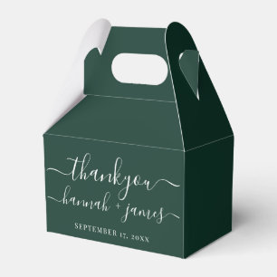 Custom Green Elegant Thank You Wedding Favor Box