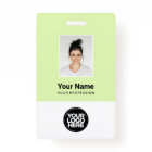 Custom Green Employee Photo, Bar Code, Logo, Name