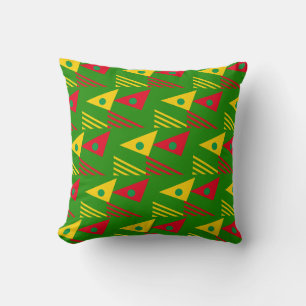 Custom Green Ethnic Geometric Triangles Throw Pillow
