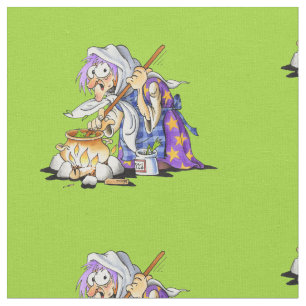 Custom Green Fabric Happy Halloween With Witch