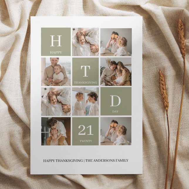 Custom Green Family Photo Collage | Thanksgiving (Creator Uploaded)