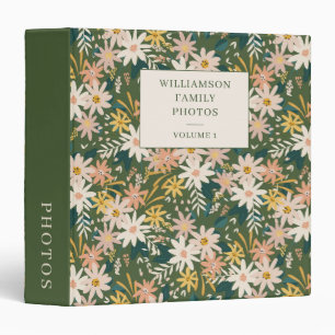 Custom Green Floral Family Photo Album Binder