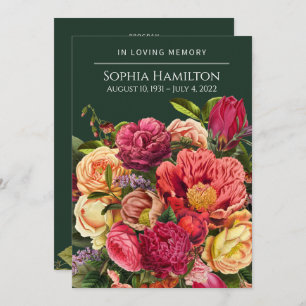 Custom Green Floral Funeral Memorial Program