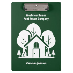 Custom Green Forest House Real Estate Company Clipboard