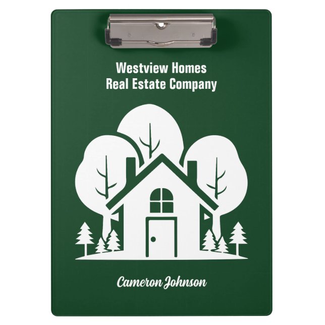 Custom Green Forest House Real Estate Company Clipboard (Front)