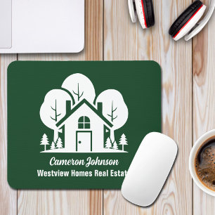 Custom Green Forest House Real Estate Company Mouse Pad