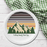 Custom Green Forest Mountain Nature Party Paper Plate<br><div class="desc">Customize your own family road trip party paper plates to commemorate a journey through nature this summer or fall. Personalize with your last name underneath the green forest of trees and dark mountain sunset for a cool vacation keepsake for your outdoor group.</div>