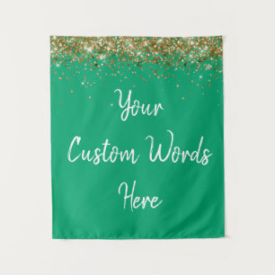 Custom Green Gold Birthday Party Photo Booth Prop Tapestry