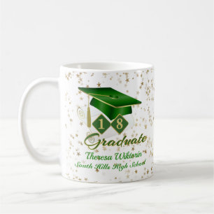 Custom Green Gold Graduation Stars 20XX Coffee Mug