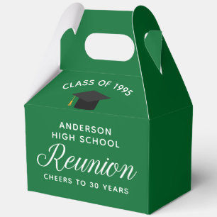 Custom Green High School Alumni Reunion Party Favor Box