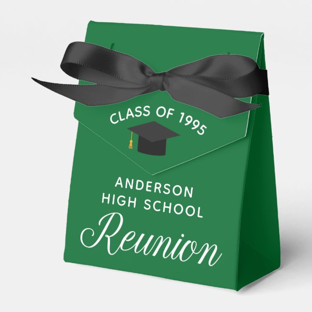 Custom Green High School Reunion Party Favor Box (Front Side)