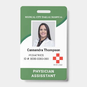 Custom Green Hospital Employee Logo Photo ID Badge