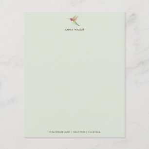 Custom Green Hummingbird Stationery Paper
