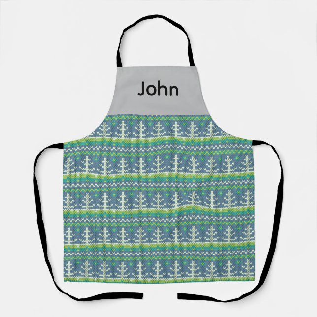 Custom Green Knit sweater Apron (Front)