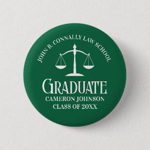 Custom Green Law School Graduation Keepsake 2 Inch Round Button