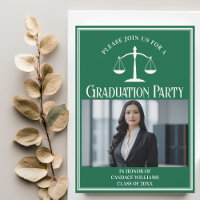 Custom Green Law School Graduation Photo Party
