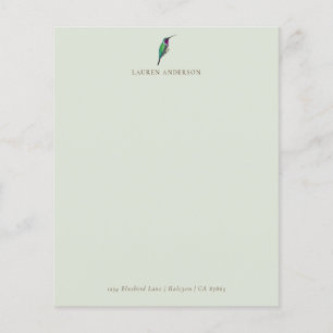Custom Green Lucifer Hummingbird Stationery Paper