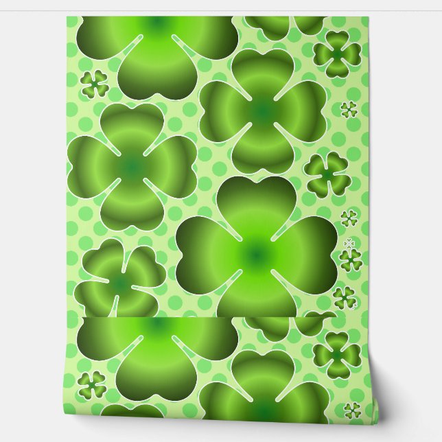 Custom Green Lucky Clover Pattern Gift Wallpaper (Unrolling)