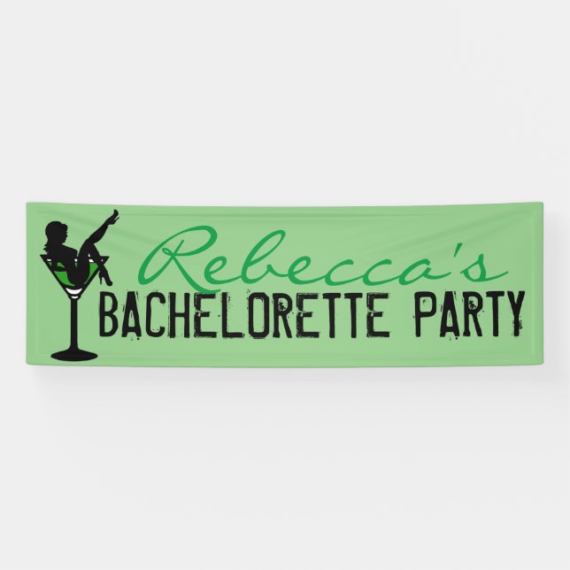 Custom green martini girl bachelorette banner (Horizontal)