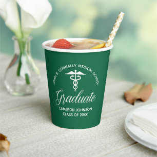 Custom Green Medical School Graduation Party Paper Cups