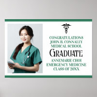 Custom Green Medical School Photo Graduation Party