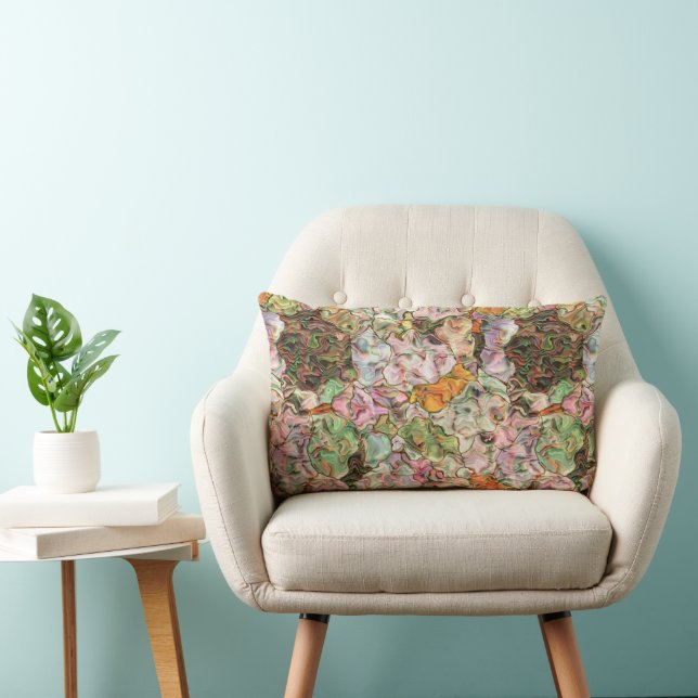 Custom Green Orange Pink Oyster Shell Design Lumbar Pillow (Chair)