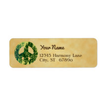 Custom Green Peace Sign Address Labels
