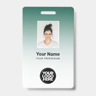 Custom Green Photo Bar Code Logo Name Gradient Badge