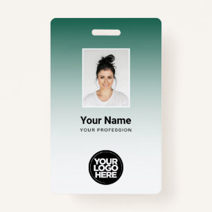 Custom Green Photo Bar Code Logo Name Gradient Badge