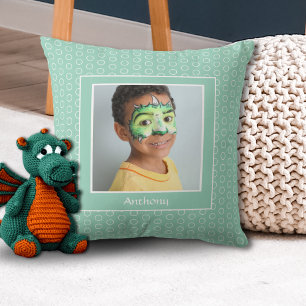 Custom Green Photo Frame Throw Pillow