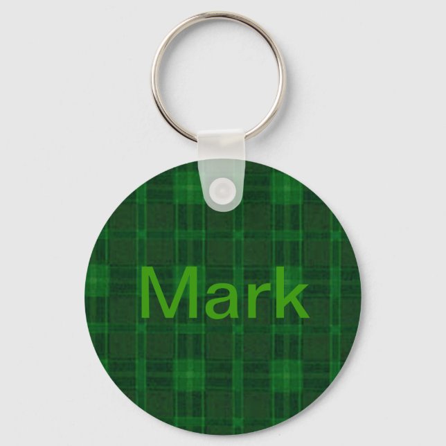 Custom Green Plaid Key Chain (Front)