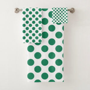 Custom Green Polka Bath Towel Set