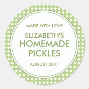 Custom Green Polka Dot Canning Stickers / Labels