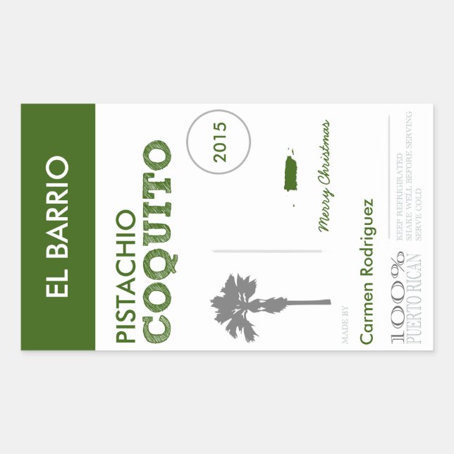 Custom Green Puerto Rican Coquito Sticker (Front)
