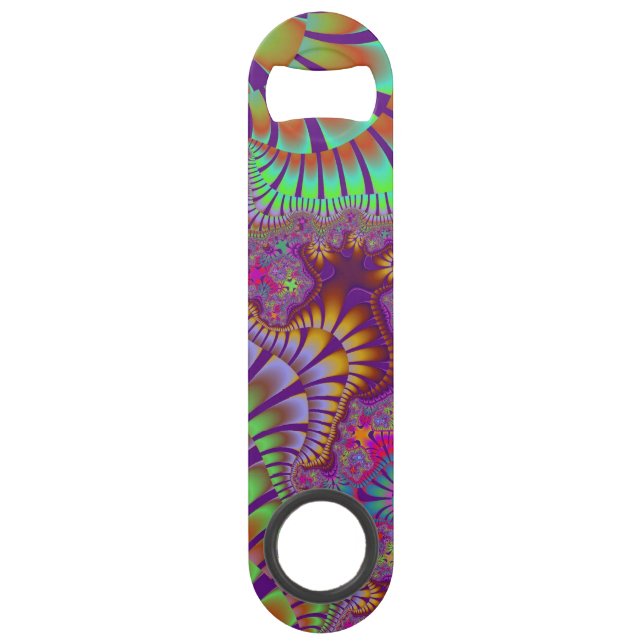 Custom Green Rainbow Melt Bottle Opener Bar Key (Front)