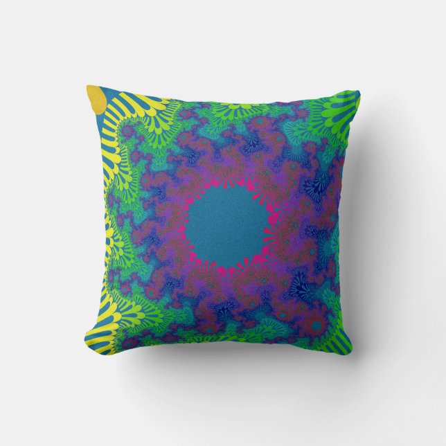 Custom Green Rainbow Sunburst Throw Pillow (Front)