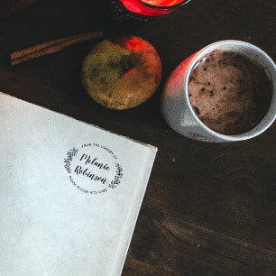 Custom Green Round Botanical From The Library Of Self-inking Stamp