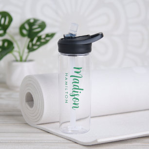 Custom Green Script Name Water Bottle