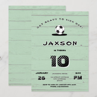 Custom Green Soccer Birthday Invitation