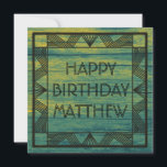 Custom Green Teal Wood Manly Modern Chic Birthday Holiday Card<br><div class="desc">Classy Art Deco inspired design for elegant men.</div>