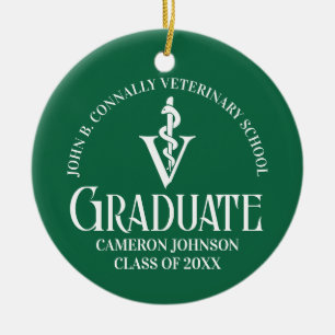 Custom Green Veterinary School Graduation Gift Ceramic Ornament