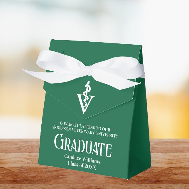 Custom Green Veterinary School Graduation Party Favor Box (Creator Uploaded)