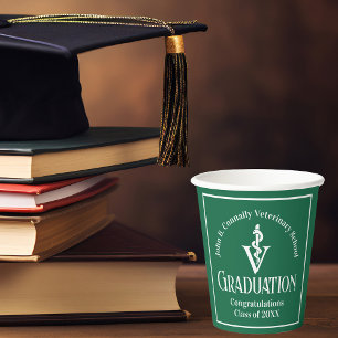 Custom Green Veterinary School Graduation Party Paper Cups