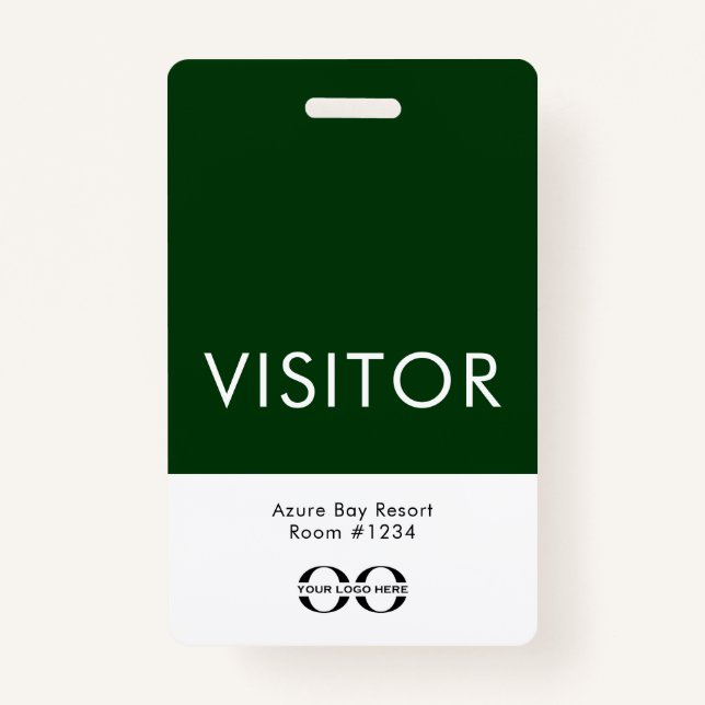 Custom Green Visitor Badge for Hotels and Resorts (Front)