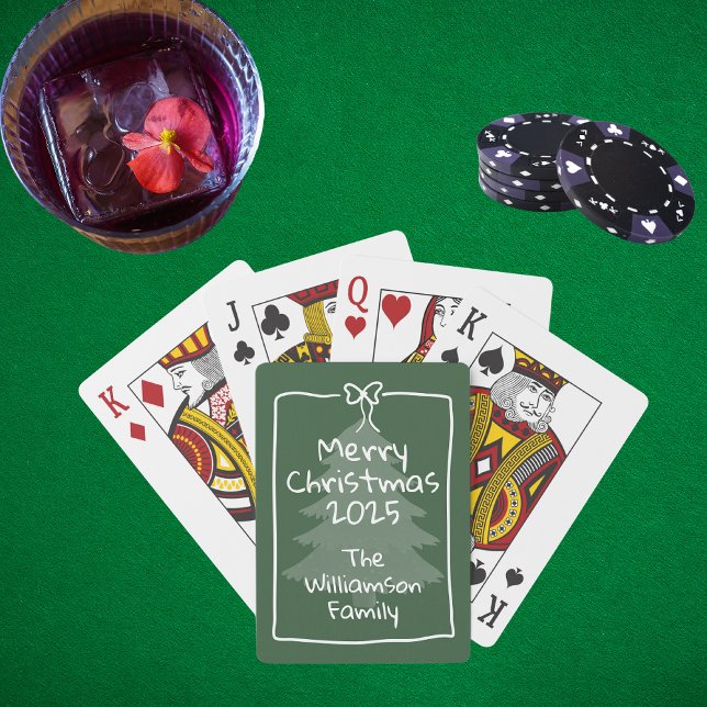 Custom Green Whimsical Doodle Christmas Gift  Playing Cards (Creator Uploaded)